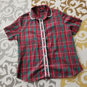 Vintage 1970's Tartan Plaid Blouse